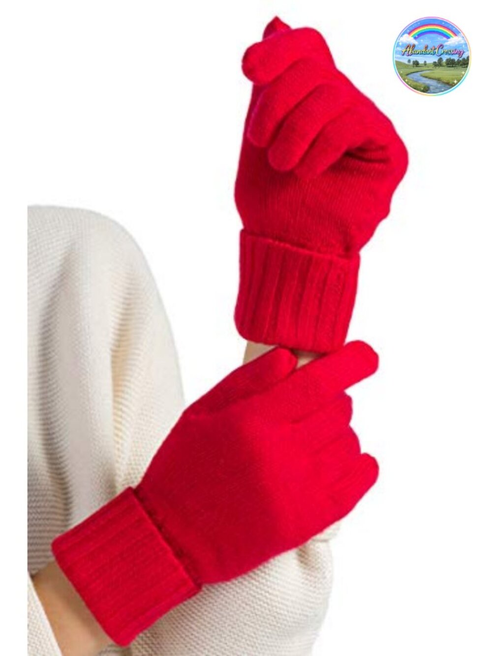 100% Cashmere Women's Knit Gloves Ribbed Cuff Winter
